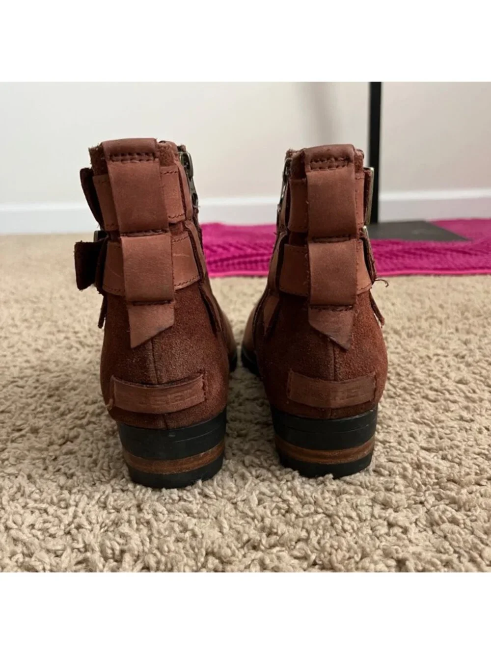 SOREL Lolla Waterproof Leather Ankle Booties in Buffalo Brown‎ Size 7.5